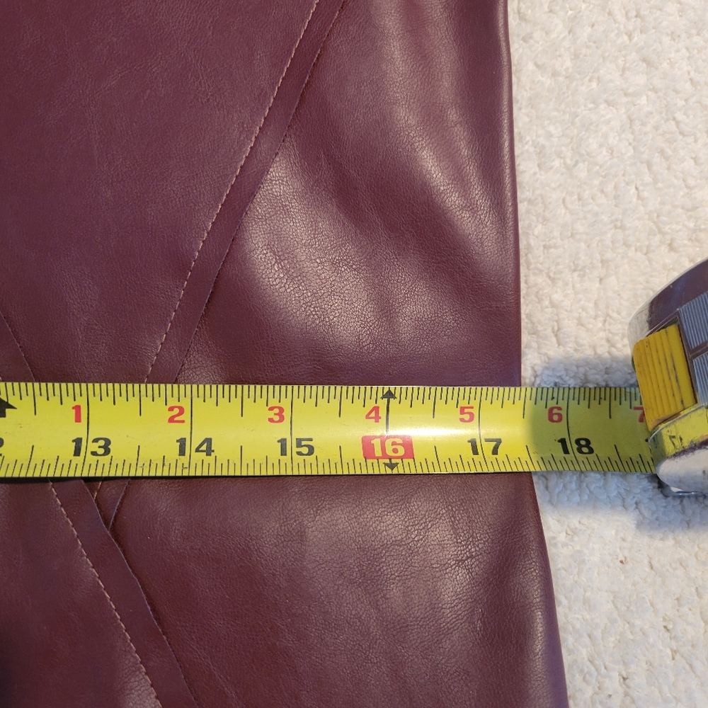 Zara Burgundy Faux Leather V-Neck Mini Dress - Size S - Picture 9 of 9